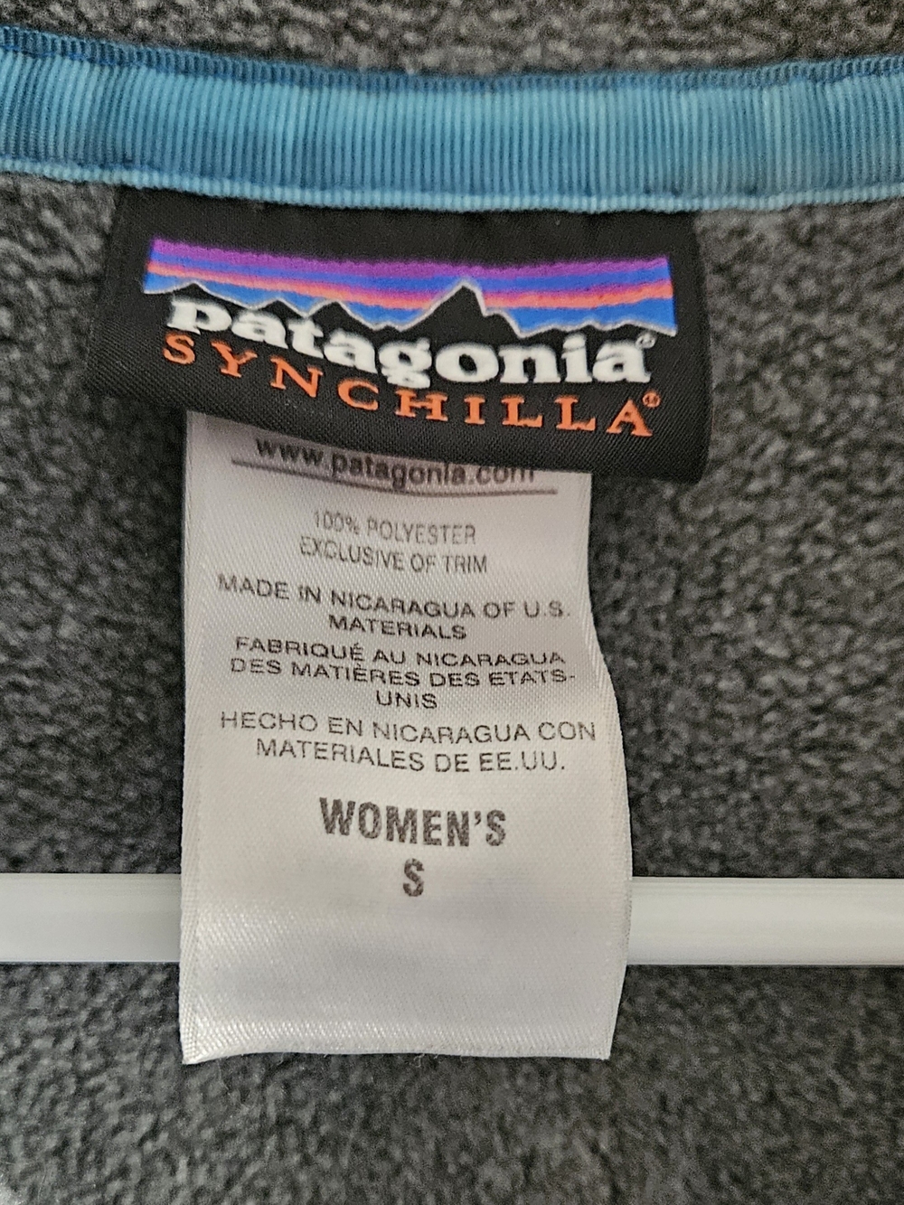 Patagonia Synchilla Women's Fleece Jacket - Gray with Teal Trim. Fall, Hike